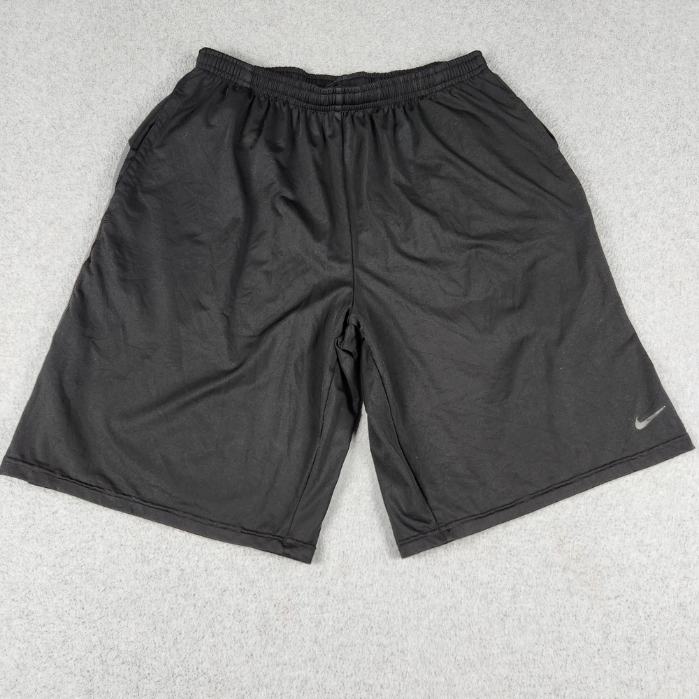 Nike Athletic Shorts Mens Large Black Dri-FIT Training Elastic Waist Swoosh Logo